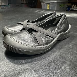 DKNY Black Leather Mary Jane Balletcore Comfort Slip On Shoes Size 8.5 M - 925